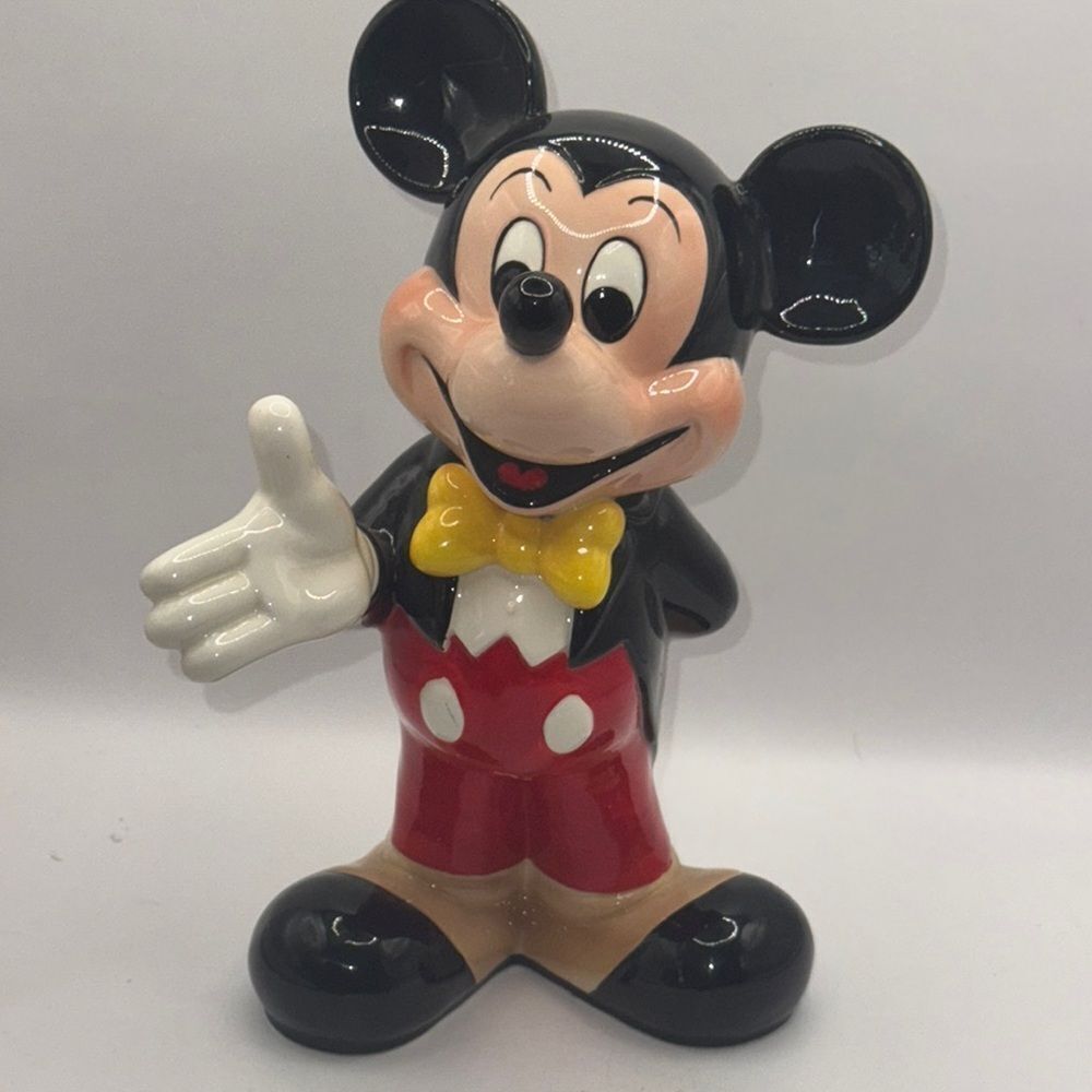 Vintage Disney Mickey Mouse Ceramic Figurine - Black, Red, Yellow - Picture 1 of 9